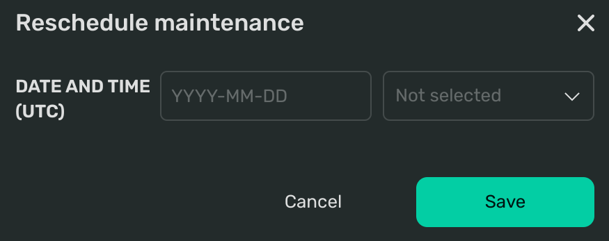 Screenshot of a dialog for rescheduling maintenance