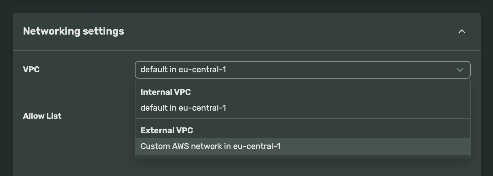select an external network when creating a cluster